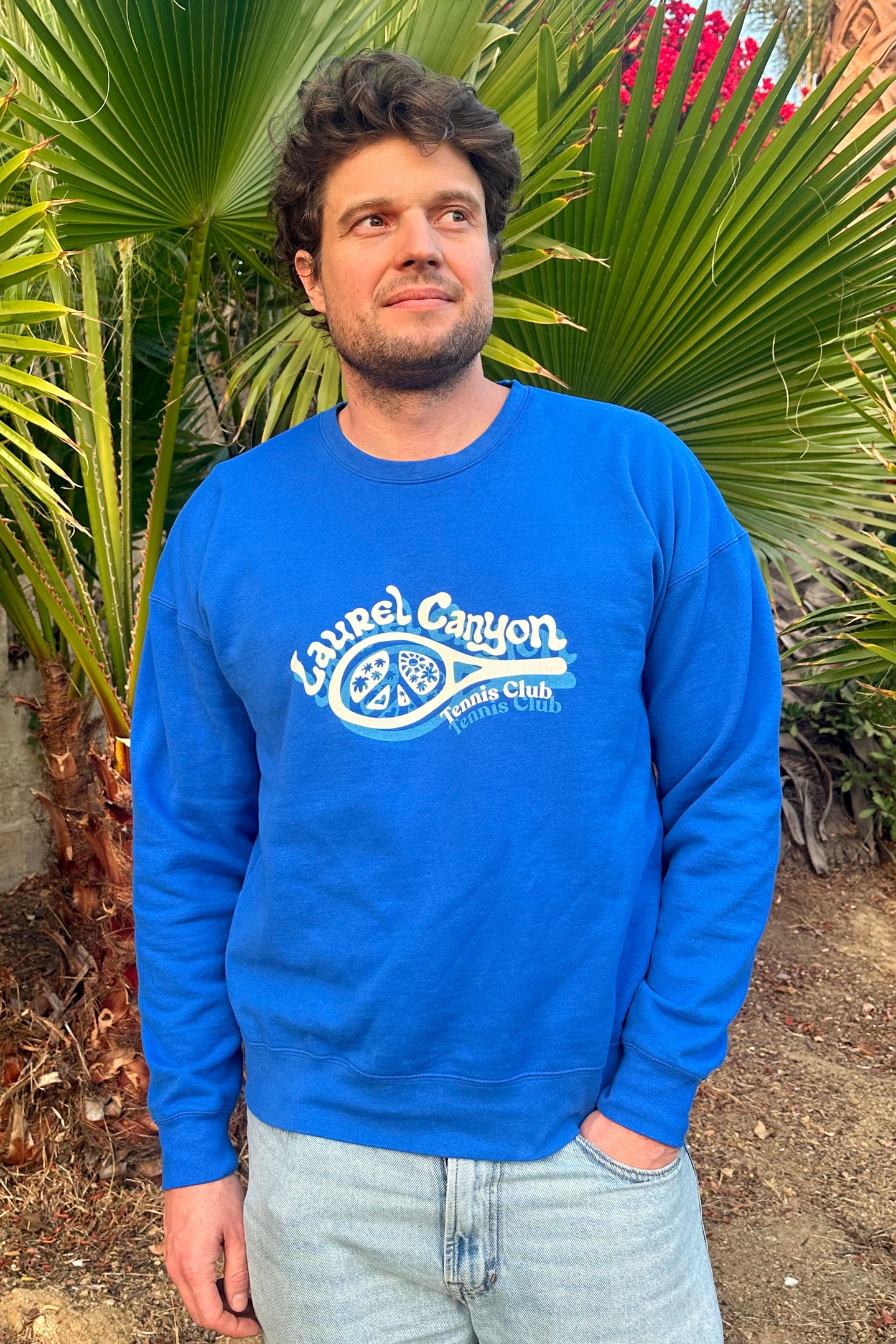 Laurel Canyon Tennis Club Crewneck Sweatshirt in Blue