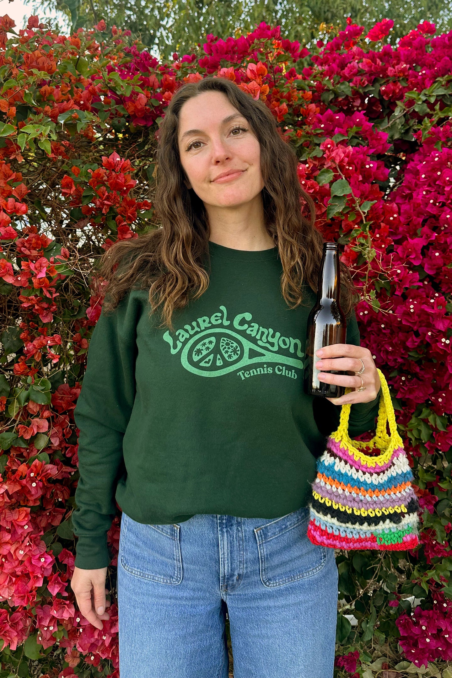 Laurel Canyon Tennis Club Crewneck Sweatshirt in Dark Green